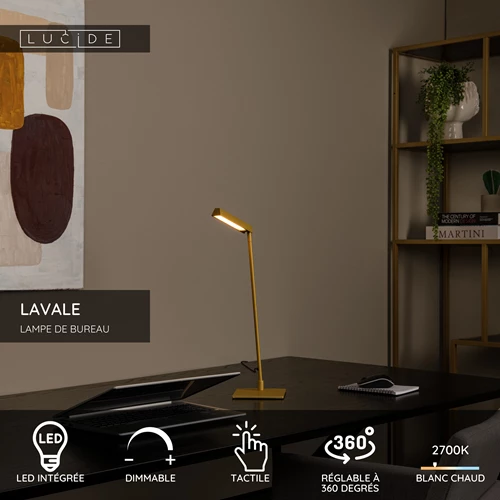 Lucide LAVALE - Lampe de bureau - LED Dim. - 1x3W 2700K - Jaune Ocre - USP